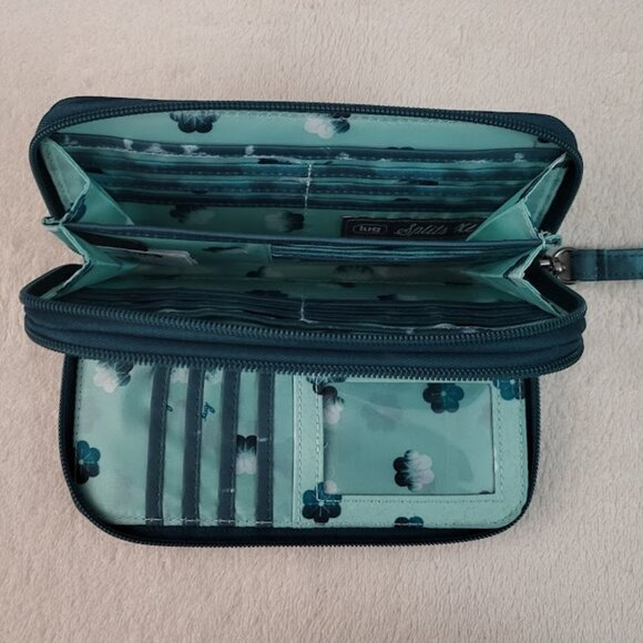 Lug SHIBORI TEAL Splits XL RFID Wristlet Wallet EUC - Picture 7 of 7